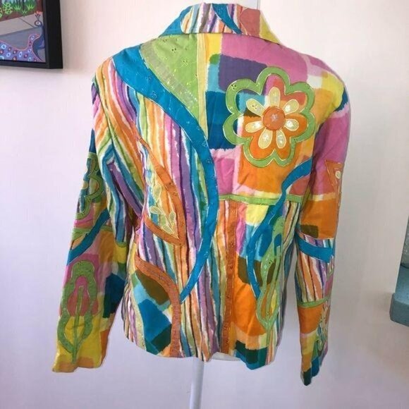 Sandy Starkman Jacket Womens Large L Vintage Art To Wear Rayon Blend Orange - Picture 12 of 12